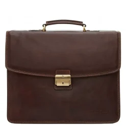 Herentassen|15.6 Inch Laptoptassen>Castelijn & Beerens Verona Laptoptas 15.6'' 3-vaks mocca