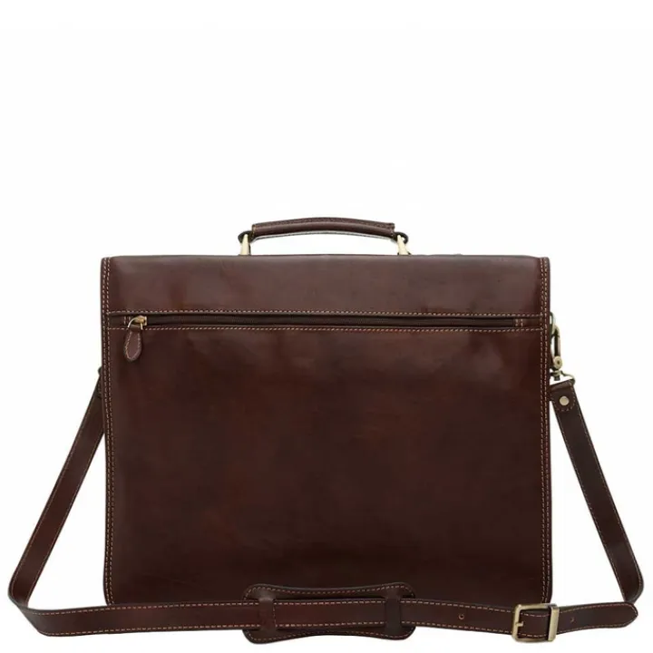 Herentassen|15.6 Inch Laptoptassen>Castelijn & Beerens Verona Laptoptas 15.6'' 3-vaks mocca