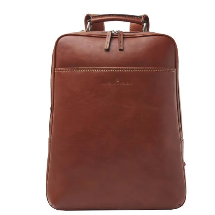 15.6 Inch Laptoptassen|Leren Laptoptassen>Castelijn & Beerens Verona Laptop Rugzak 15.6'' + tablet RFID lichtbruin