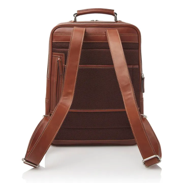 15.6 Inch Laptoptassen|Leren Laptoptassen>Castelijn & Beerens Verona Laptop Rugzak 15.6'' + tablet RFID lichtbruin