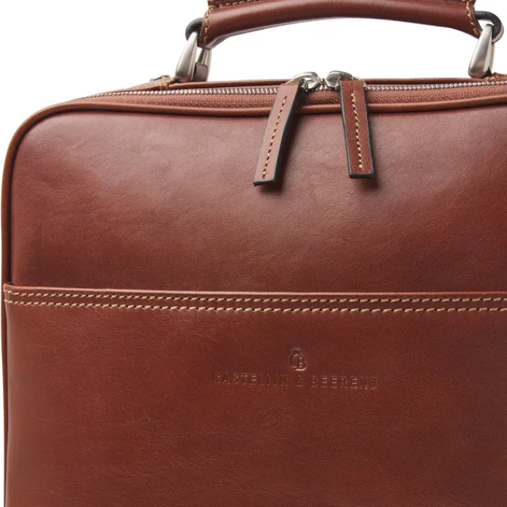 15.6 Inch Laptoptassen|Leren Laptoptassen>Castelijn & Beerens Verona Laptop Rugzak 15.6'' + tablet RFID lichtbruin