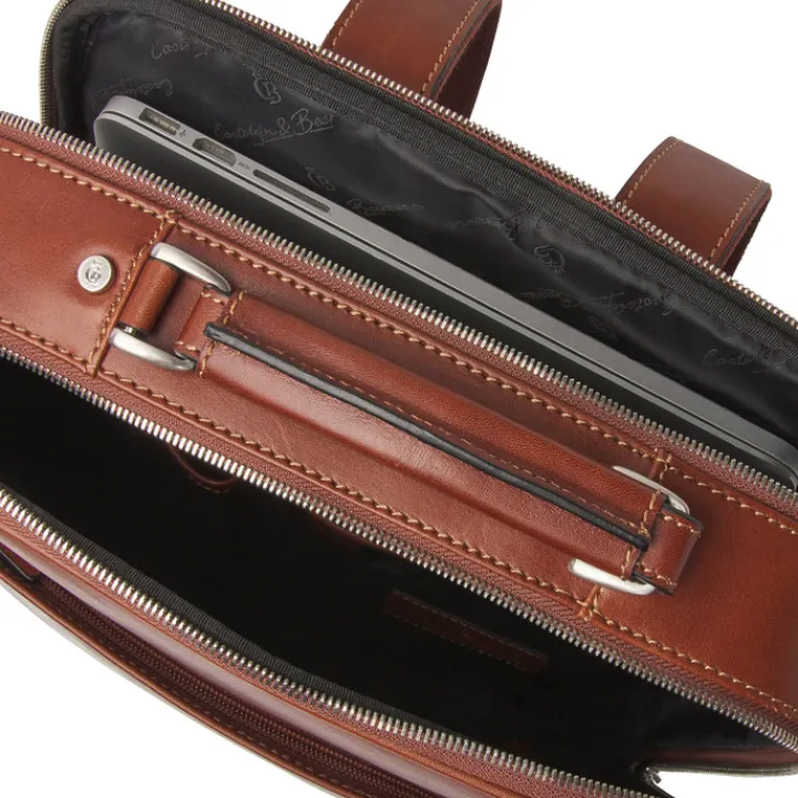 15.6 Inch Laptoptassen|Leren Laptoptassen>Castelijn & Beerens Verona Laptop Rugzak 15.6'' + tablet RFID lichtbruin