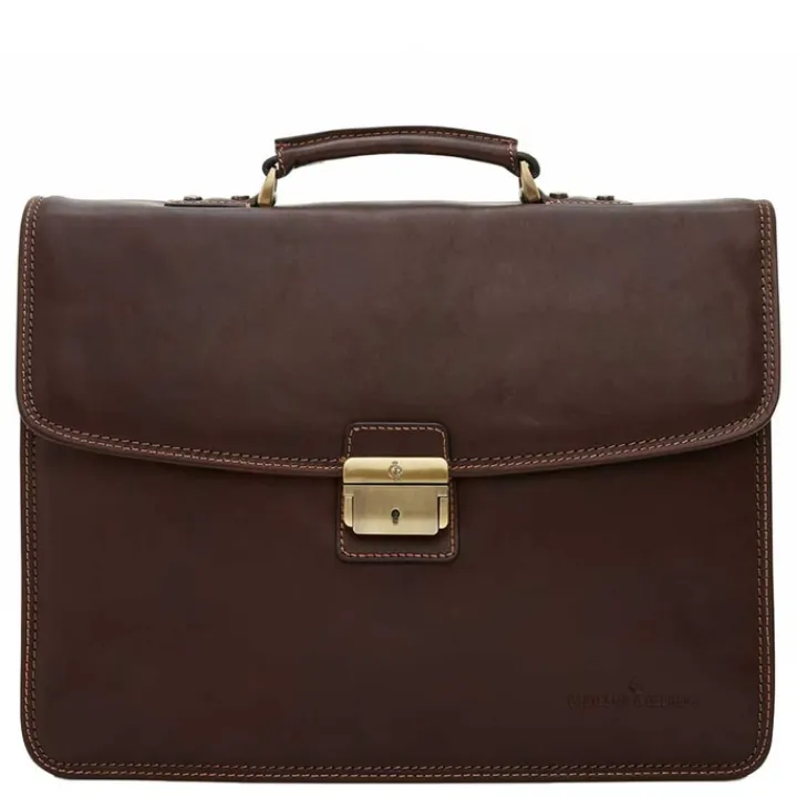 Herentassen|Laptop Schoudertassen>Castelijn & Beerens Verona Laptoptas 13.3" mocca