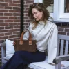 Schoudertassen|Handtassen>Chabo Suede Sophie cognac