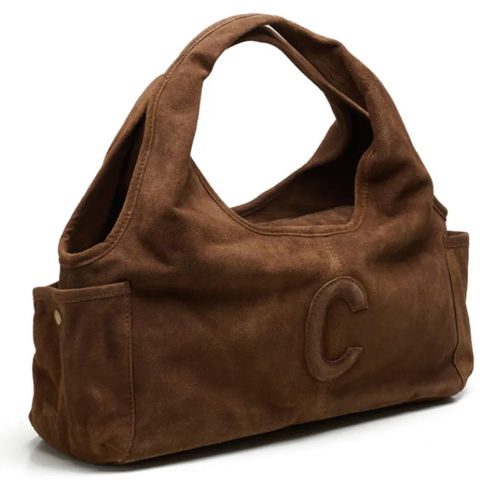 Schoudertassen|Fashion Tassen>Chabo Suede Sophie Mini Shopper cognac