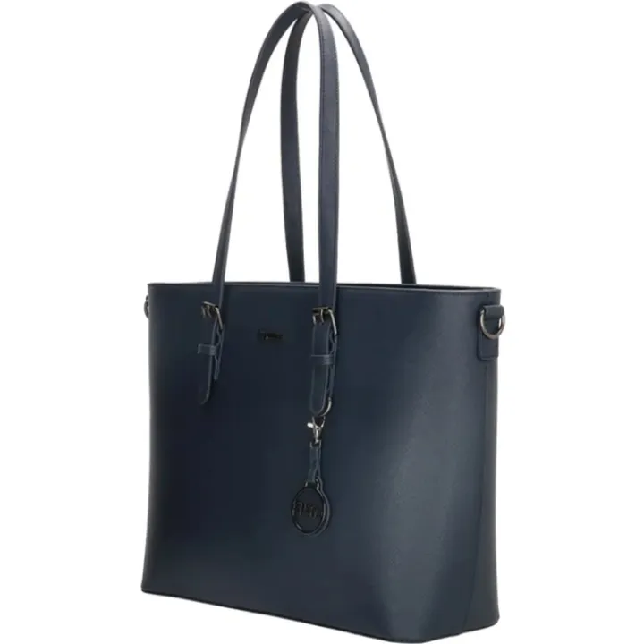 Dames Schooltassen|Schooltas Shoppers>Charm London Birmingham Shopper 15.6 inch blauw