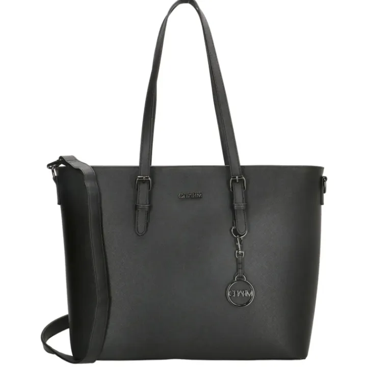 Dames Schooltassen|Schooltas Shoppers>Charm London Birmingham Shopper 15.6 inch zwart