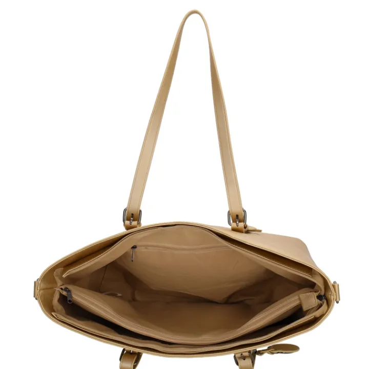 Dames Schooltassen|Schooltas Shoppers>Charm London Birmingham Shopper 15.6" goud