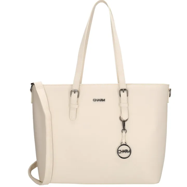 Dames Schooltassen|Schooltas Shoppers>Charm London Birmingham Shopper 15.6" beige