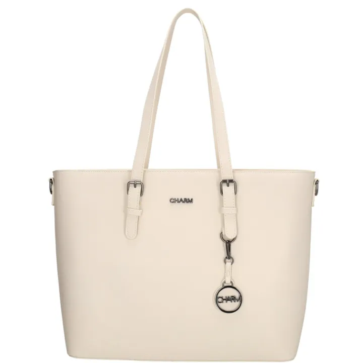 Dames Schooltassen|Schooltas Shoppers>Charm London Birmingham Shopper 15.6" beige