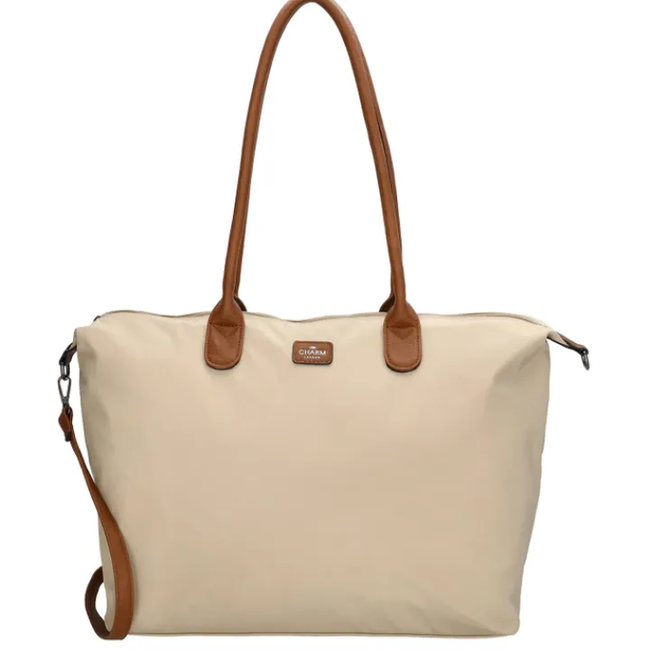 Dames Schooltassen|Schooltas Shoppers>Charm London Buckingham Laptopbag sand