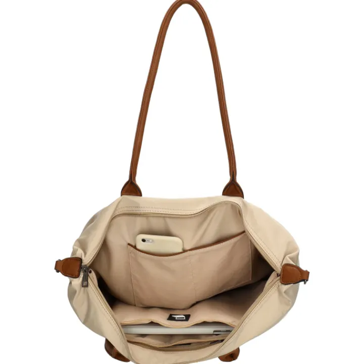 Dames Schooltassen|Schooltas Shoppers>Charm London Buckingham Laptopbag sand