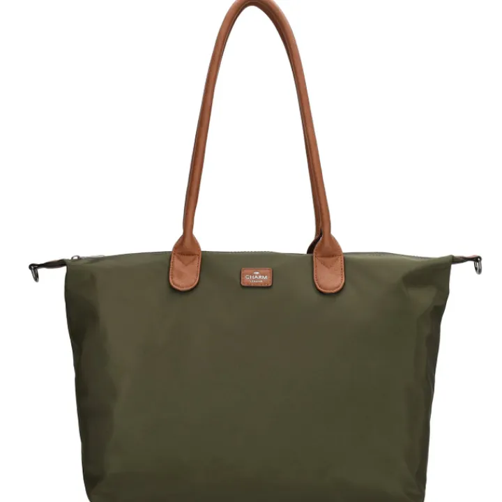 Dames Schooltassen|Schooltas Shoppers>Charm London Buckingham Laptopbag olive green