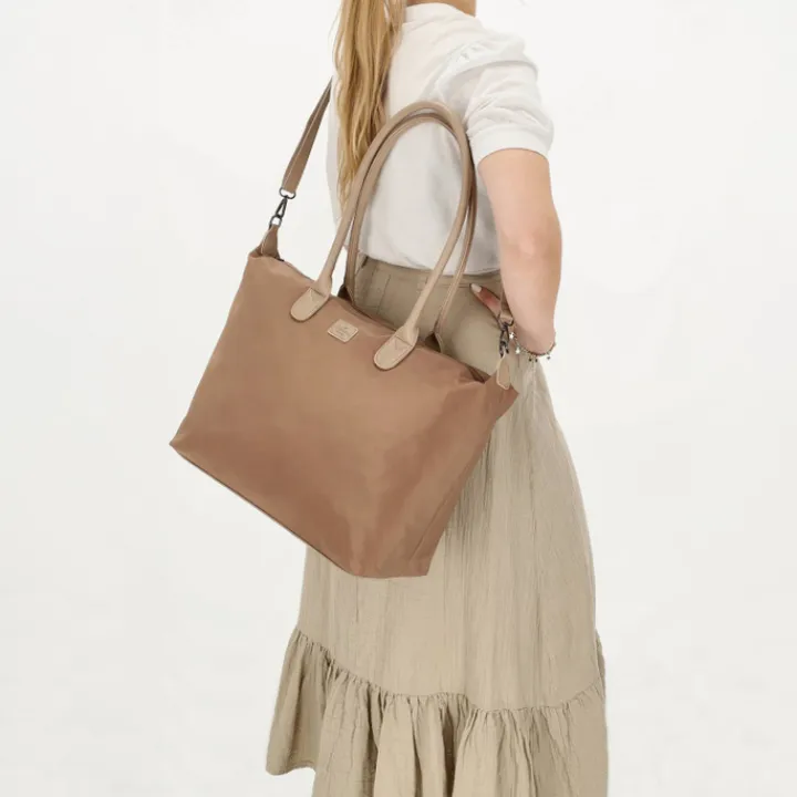 Dames Schooltassen|Schooltas Shoppers>Charm London Buckingham Mono Laptopbag lichttaupe