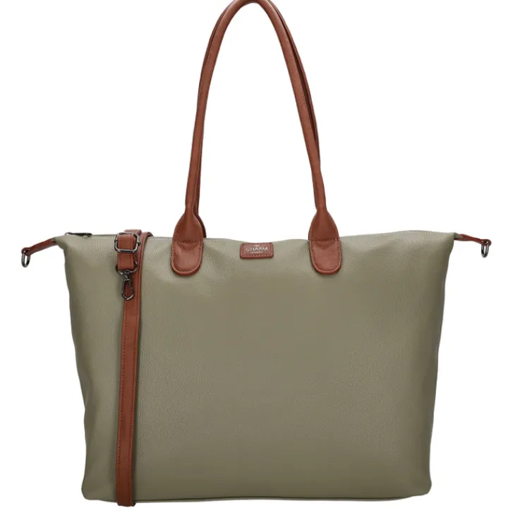 Dames Schooltassen|Schooltas Shoppers>Charm London Buckingham Palace Laptopbag olive green