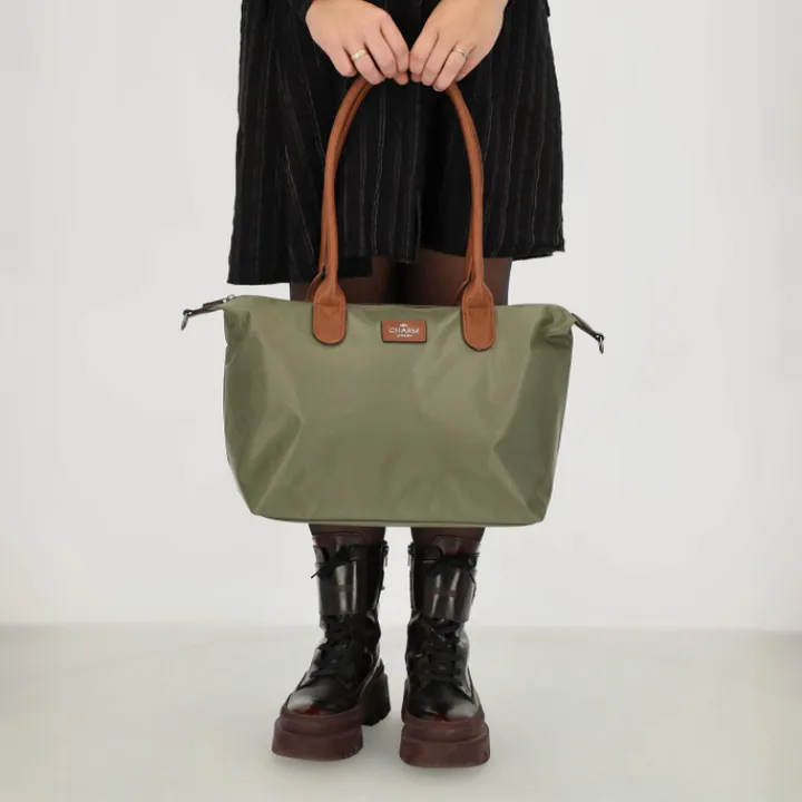 Shoppers|Schoudertassen>Charm London Buckingham Shopper olijfgroen