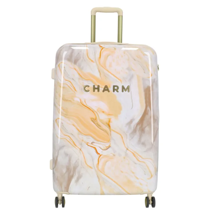 Koffersets|Reiskoffers>Charm London Marble Trolley Set creme