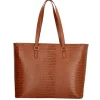 15.6 Inch Laptoptassen|Laptop Schoudertassen>Charm London Midwood Shopper 15.6 inch laptopvak cognac croco