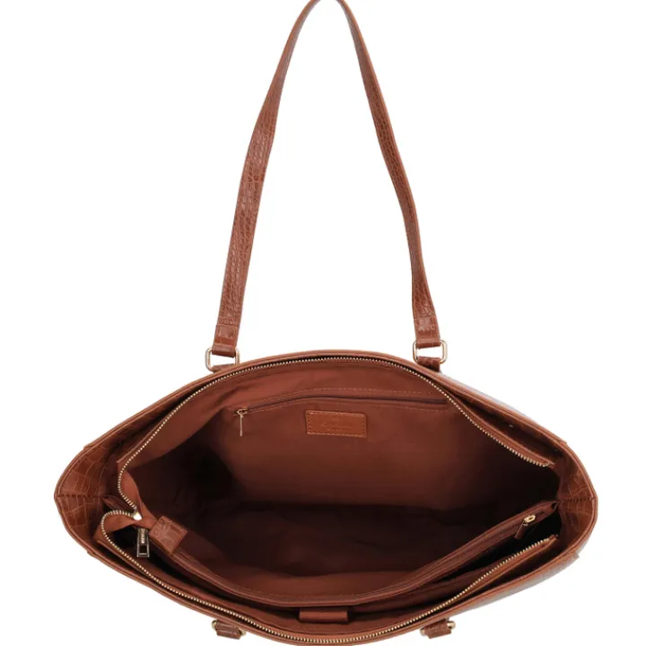 15.6 Inch Laptoptassen|Laptop Schoudertassen>Charm London Midwood Shopper 15.6 inch laptopvak cognac croco