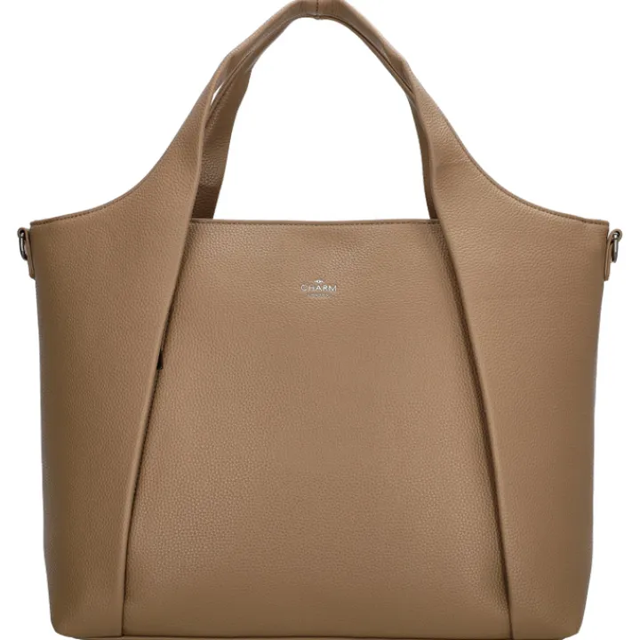 Dames Schooltassen|Schooltas Shoppers>Charm London Mulberry Street Laptopbag taupe
