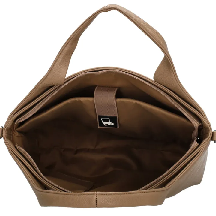 Dames Schooltassen|Schooltas Shoppers>Charm London Mulberry Street Laptopbag taupe