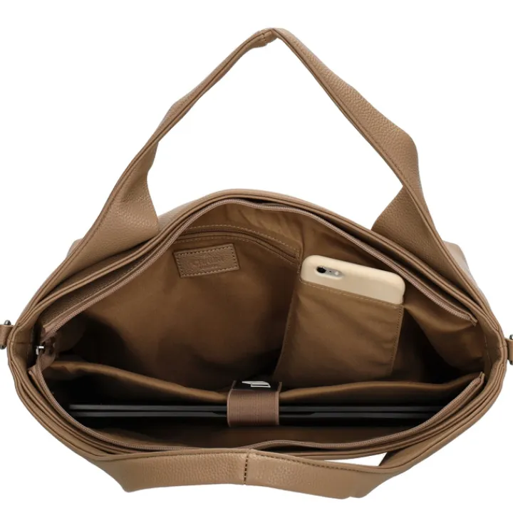 Dames Schooltassen|Schooltas Shoppers>Charm London Mulberry Street Laptopbag taupe