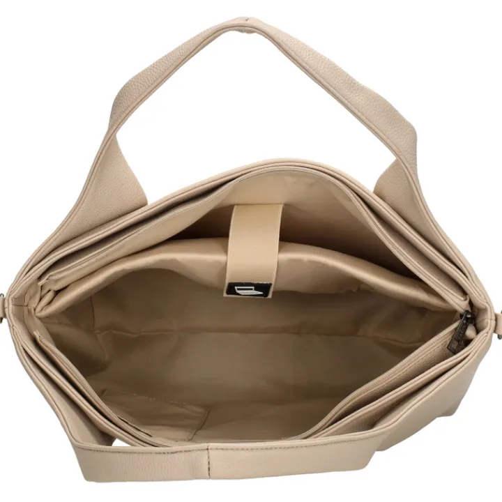 Dames Schooltassen|Schooltas Shoppers>Charm London Mulberry Street Laptopbag beige