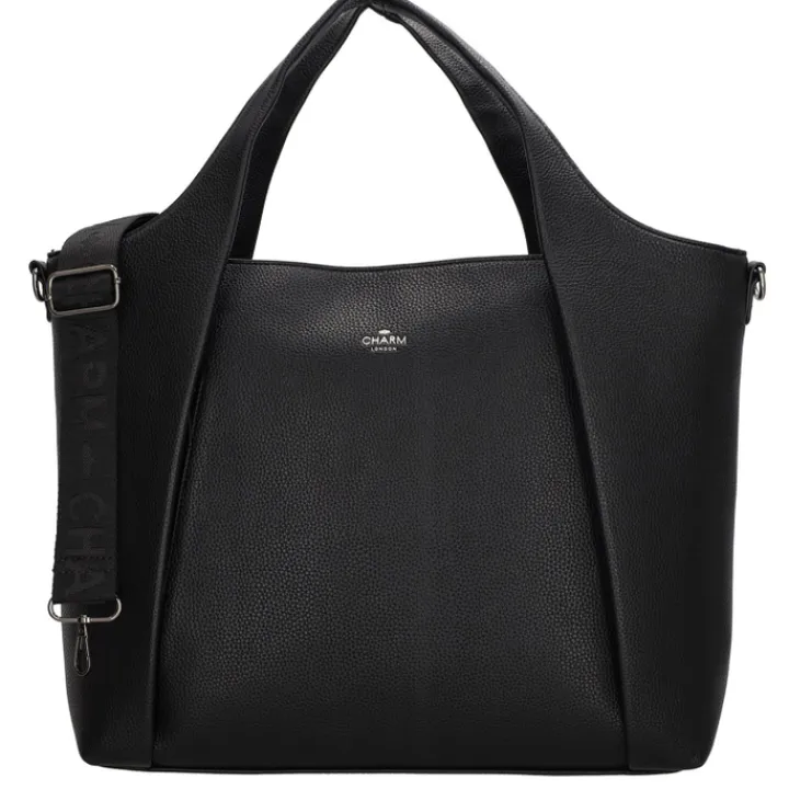 Dames Schooltassen|Schooltas Shoppers>Charm London Mulberry Street Laptopbag zwart
