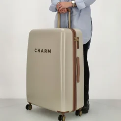Reistrolleys|Reiskoffers>Charm London Travel Trolley L beige