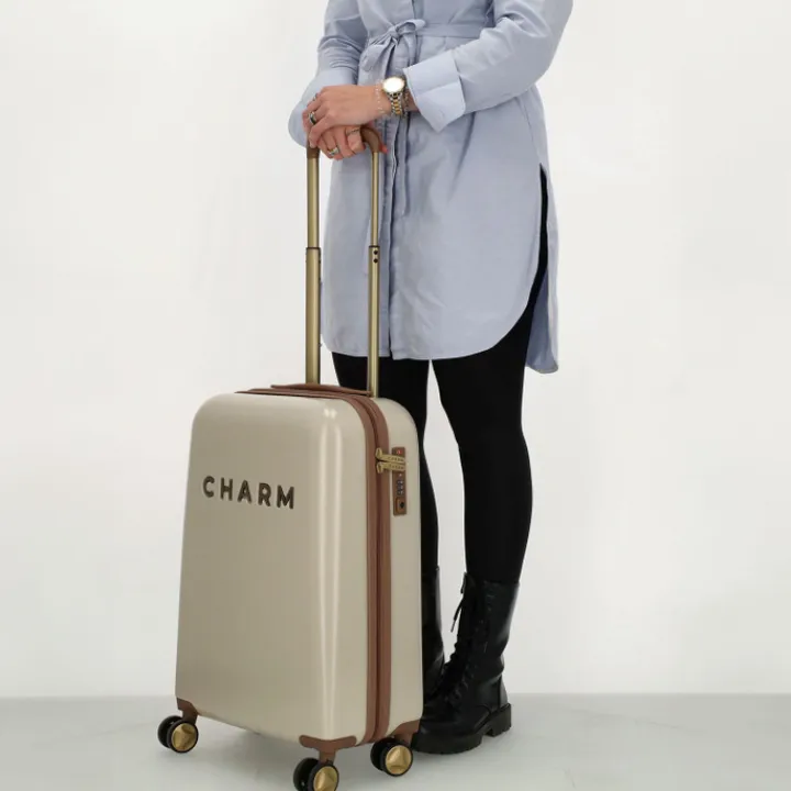 Reiskoffers|Koffersets>Charm London Travel Trolley Set beige