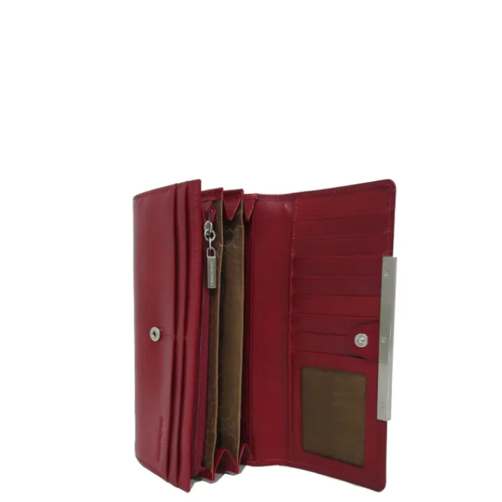 Rfid Portemonnees|Grote Portemonnees>Claudio Ferrici Classico Purse red