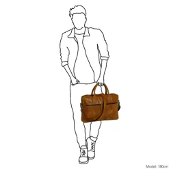 Herentassen|15.6 Inch Laptoptassen>Daniel Ray Gisborne Laptopbag cognac