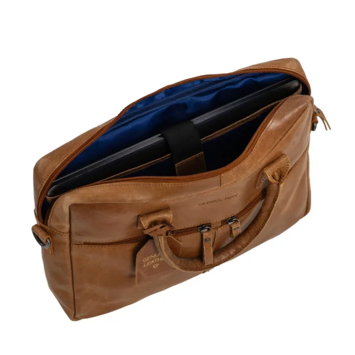 Herentassen|15.6 Inch Laptoptassen>Daniel Ray Gouldburn Laptopbag cognac
