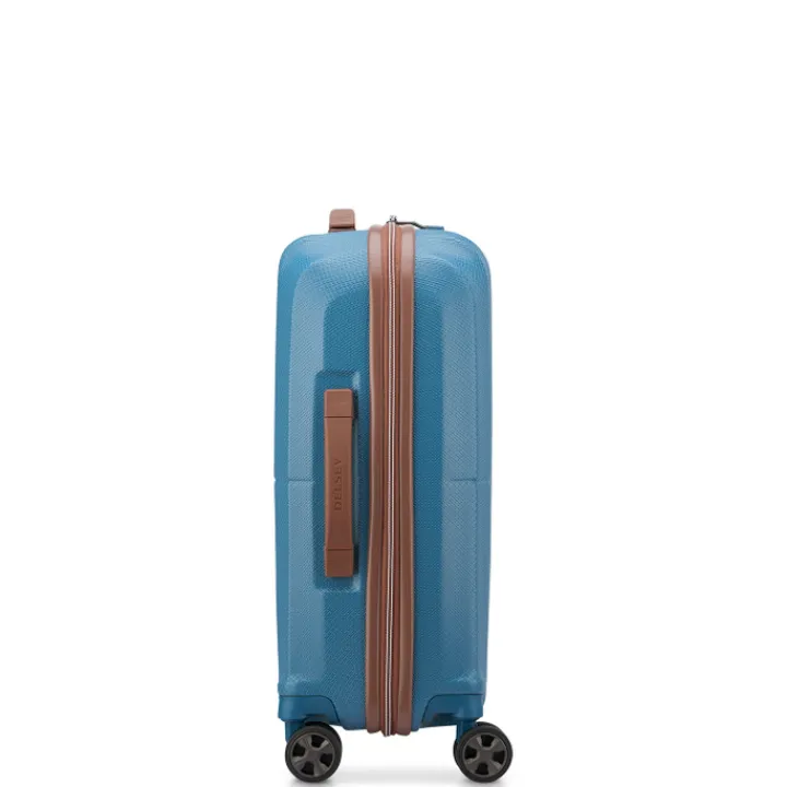 Transavia Trolleys|Ryanair Trolleys>Delsey St Tropez 4 Double Wheels Slim Cabin Trolley 55 blue