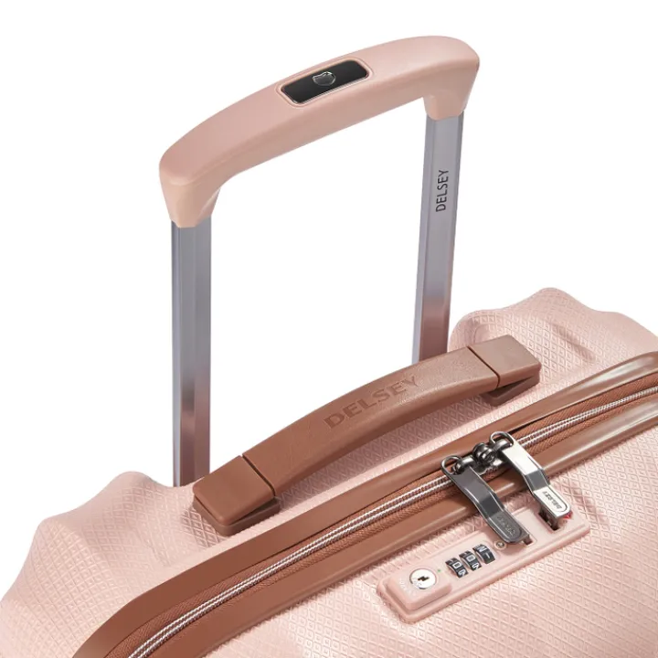 Transavia Trolleys|Ryanair Trolleys>Delsey St Tropez 4 Double Wheels Slim Cabin Trolley 55 pink