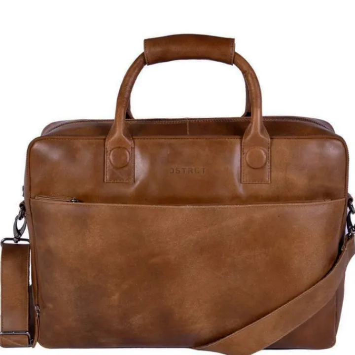 Herentassen|17 Inch Laptoptassen>DSTRCT Fletcher Street Business Laptoptas 17.3 inch + Sleutelhanger cognac