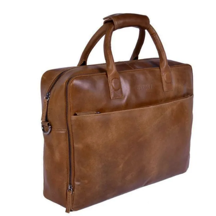Herentassen|17 Inch Laptoptassen>DSTRCT Fletcher Street Business Laptoptas 17.3 inch + Sleutelhanger cognac