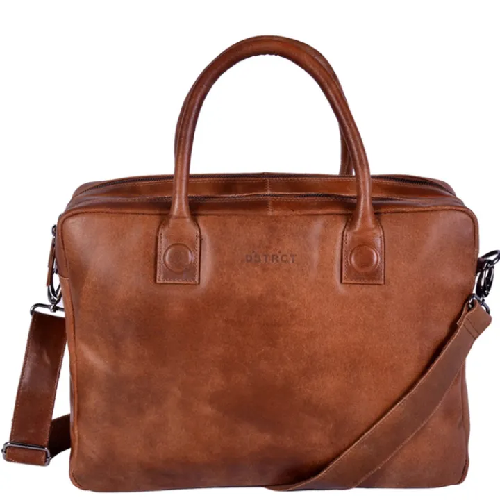 Herentassen|15.6 Inch Laptoptassen>DSTRCT Fletcher Street Business Laptoptas 15.6 inch + Sleutelhanger cognac