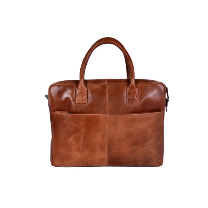 Herentassen|15.6 Inch Laptoptassen>DSTRCT Fletcher Street Business Laptoptas 15.6 inch + Sleutelhanger cognac