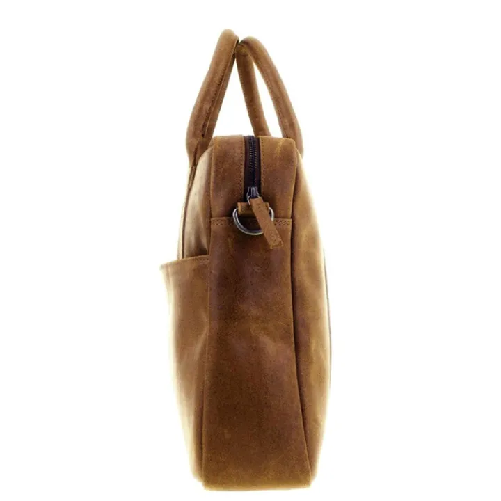 Herentassen|15 Inch Laptoptassen>DSTRCT Limited Single Zip 15'' Laptoptas cognac