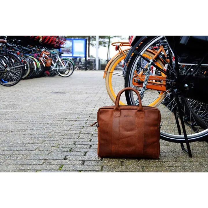 Herentassen|Laptop Schoudertassen>DSTRCT Main Street Workingbag 13.3'' cognac