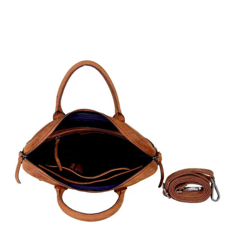 Herentassen|Laptop Schoudertassen>DSTRCT Wall Street Laptopbag 14" cognac