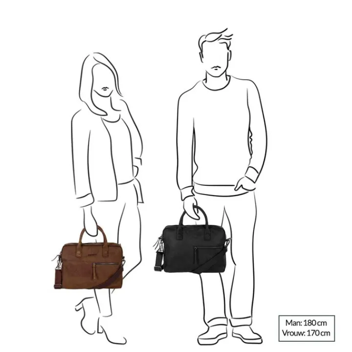 Herentassen|14 Inch Laptoptassen>DSTRCT Wall Street Workingbag 14" cognac