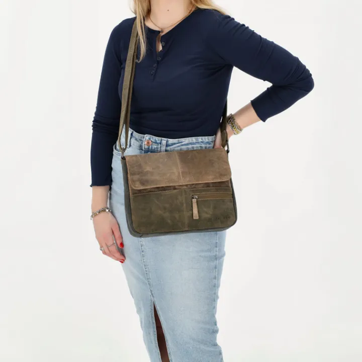 Schoudertassen|Crossbody>Hide & Stitches Himalaya Shoulderbag olivegreen