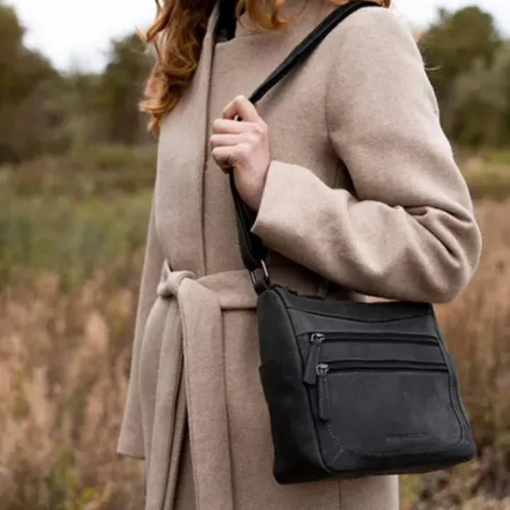 Schoudertassen|Crossbody>Hide & Stitches Idaho Shoulderbag darkbrown