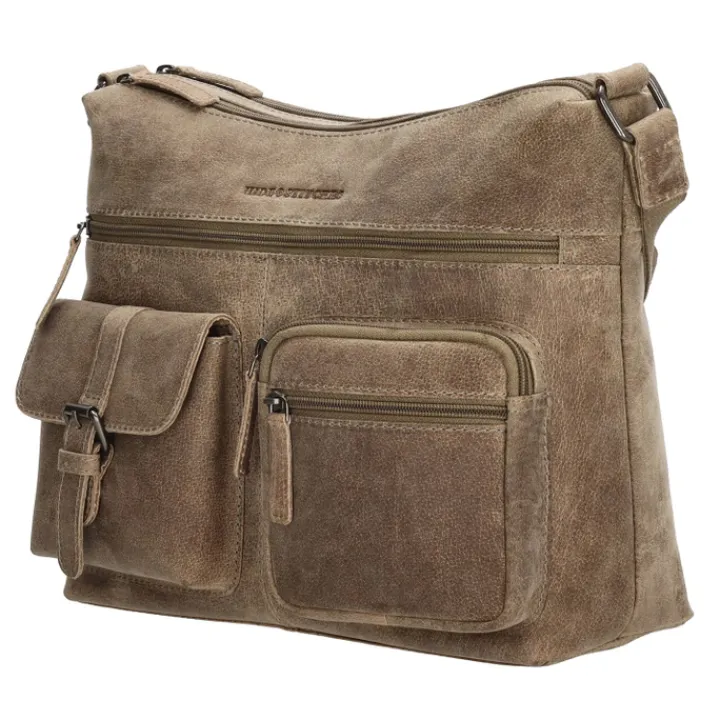 Schoudertassen|Crossbody>Hide & Stitches Idaho Shoulderbag darksand