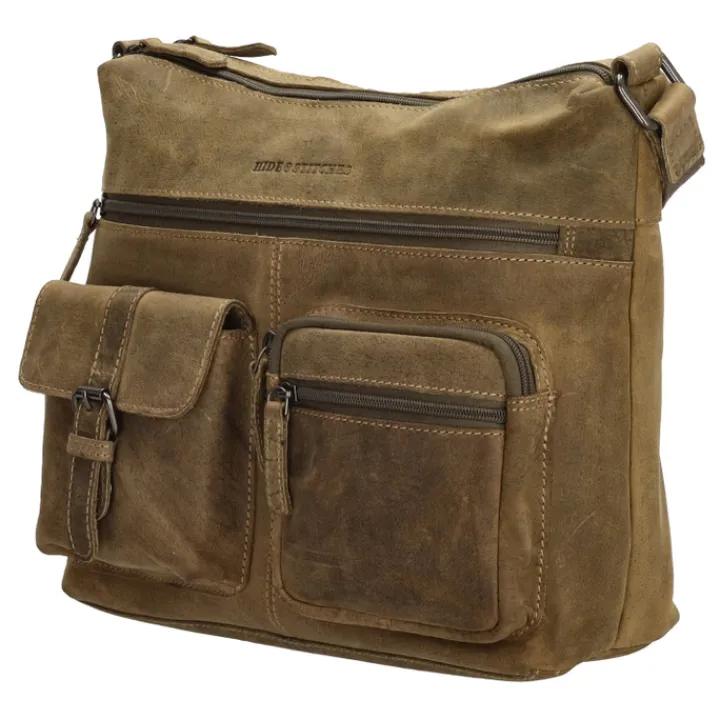 Schoudertassen|Crossbody>Hide & Stitches Idaho Shoulderbag olivegreen