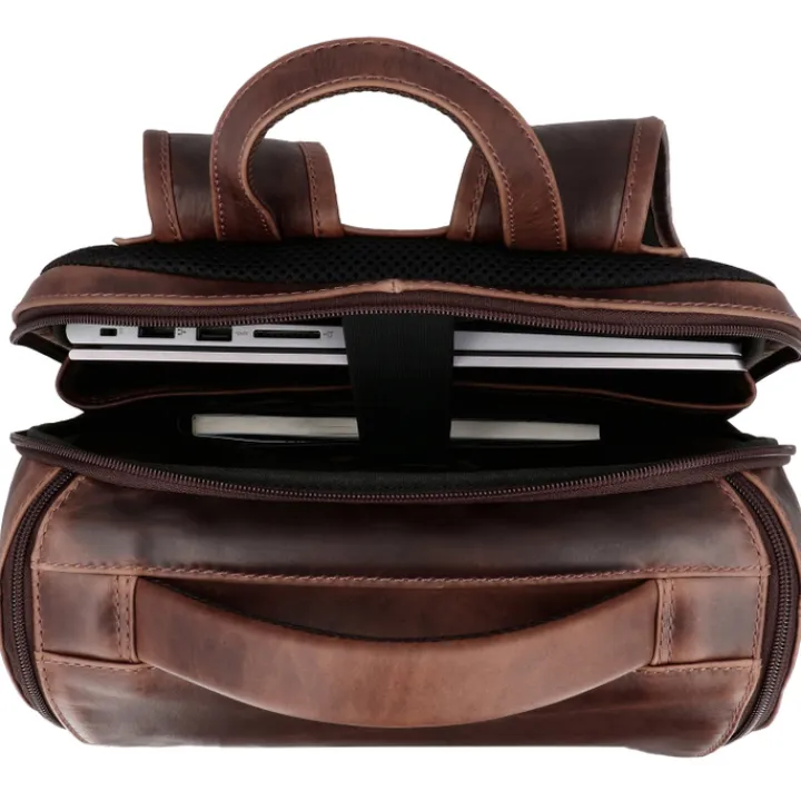 Dames Rugzakken|15.6 Inch Laptoptassen>Hide & Stitches Japura Backpack dark brown