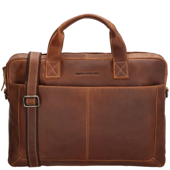 Herentassen|15.6 Inch Laptoptassen>Hide & Stitches Japura Laptopbag cognac