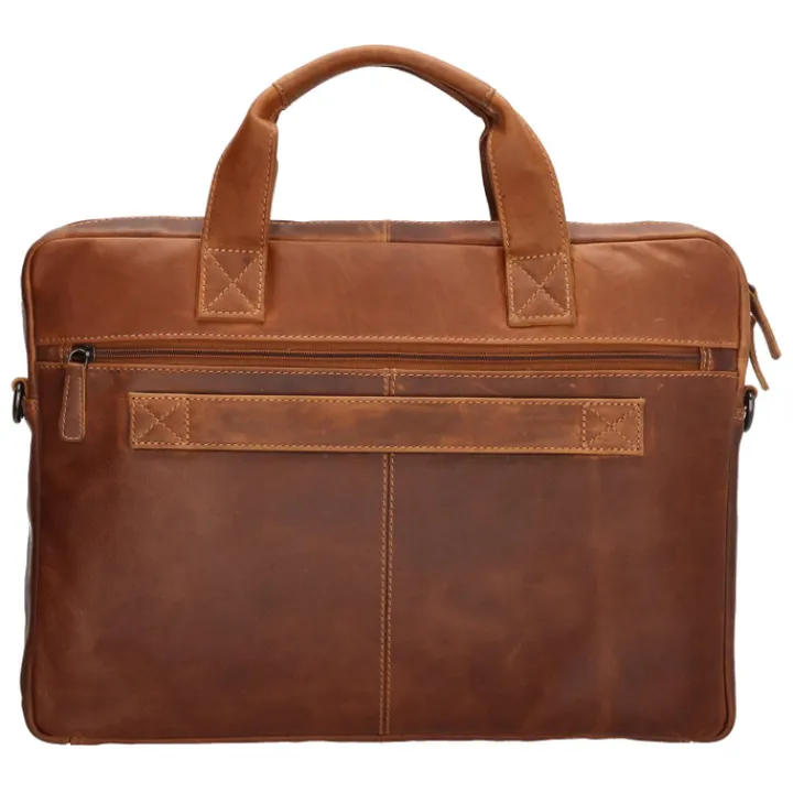 Herentassen|15.6 Inch Laptoptassen>Hide & Stitches Japura Laptopbag cognac